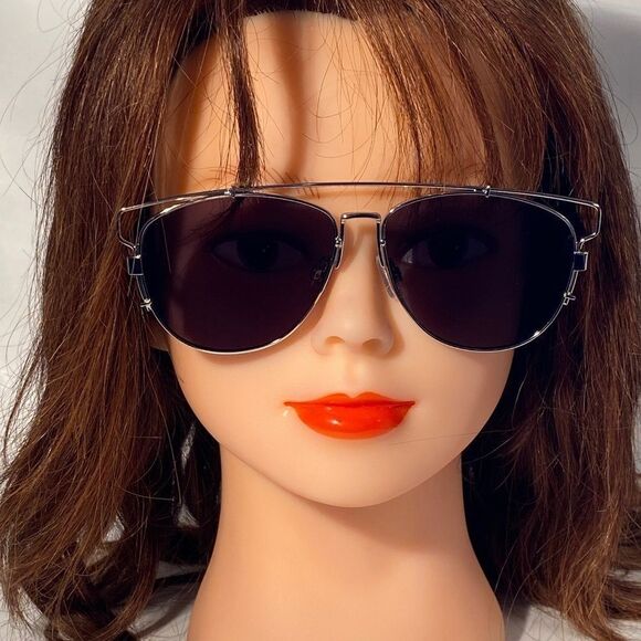 1348 Sunglasses Silver Wire Frame With Black Lens NWT - Picture 1 of 8